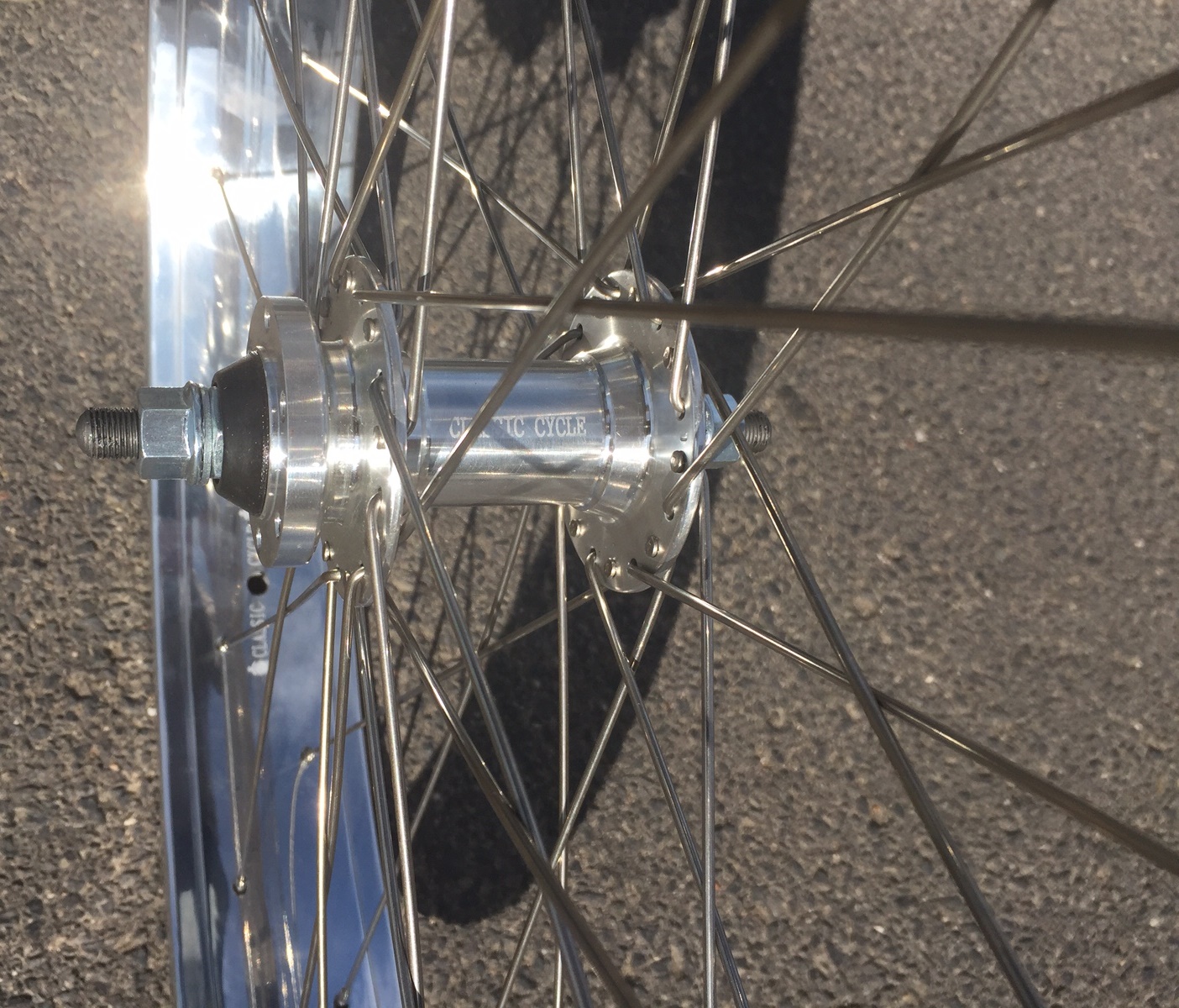 26 inch 82 mm high polished Front Wheel with Disc Brake Hub