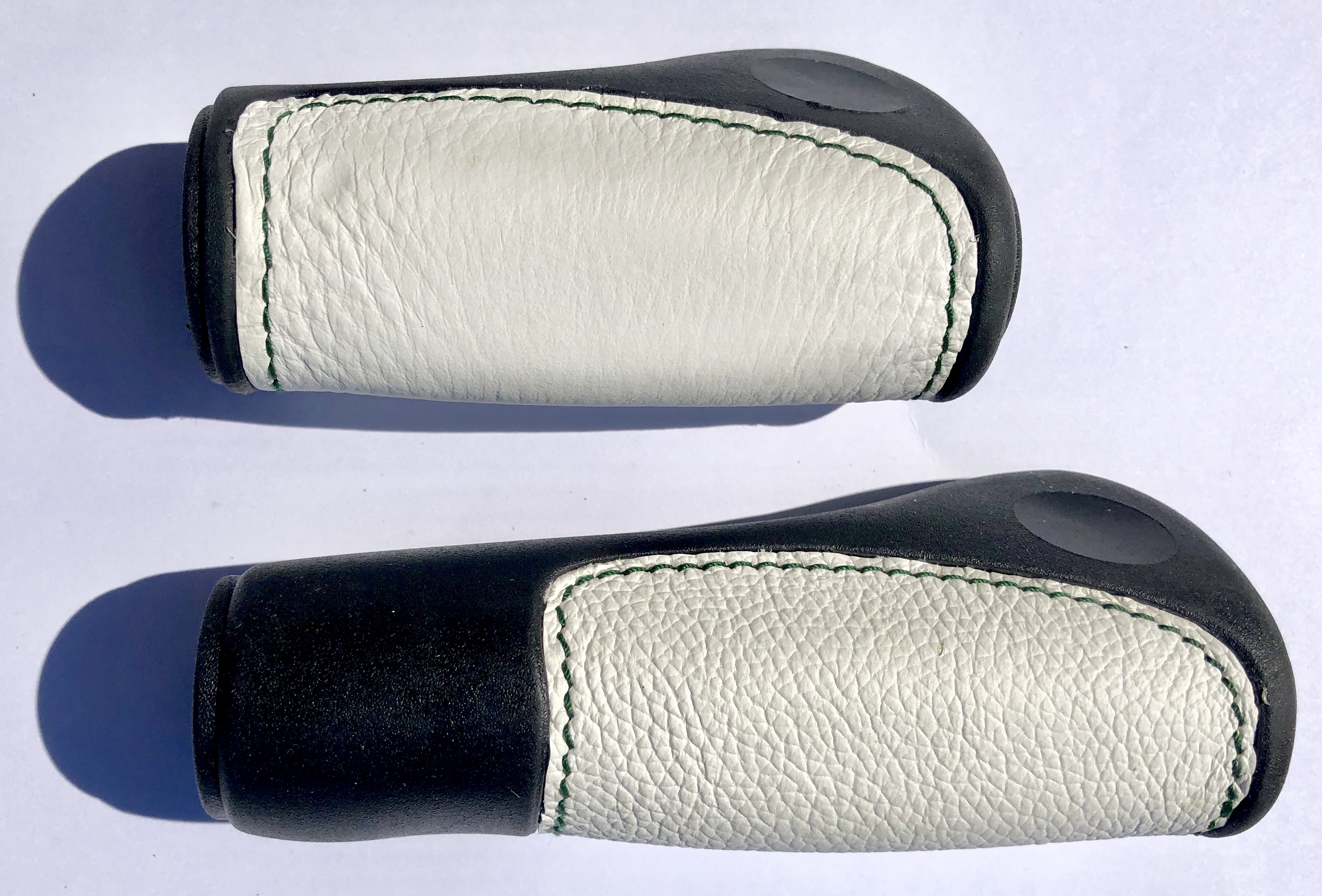 Handlebar Grips, leather inlay black white, long short RG