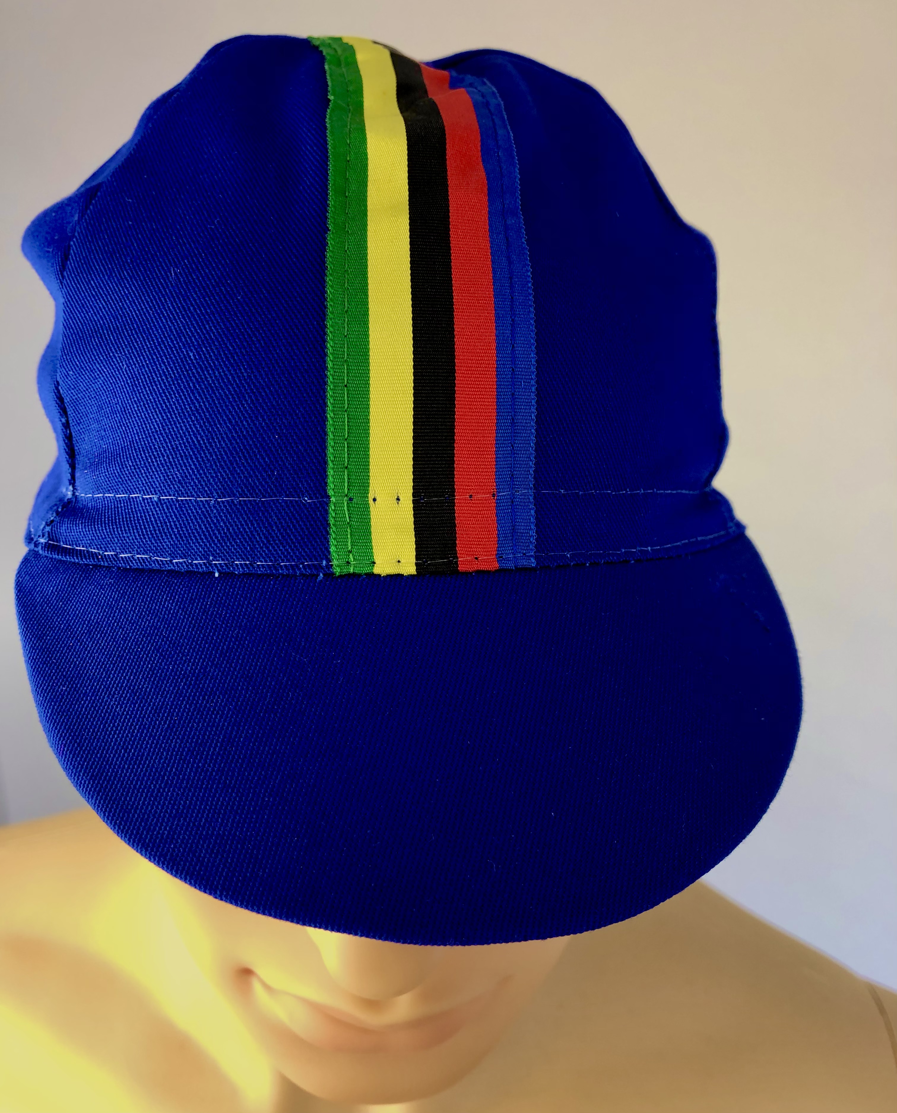 Cycling Cap blue with colored stripes