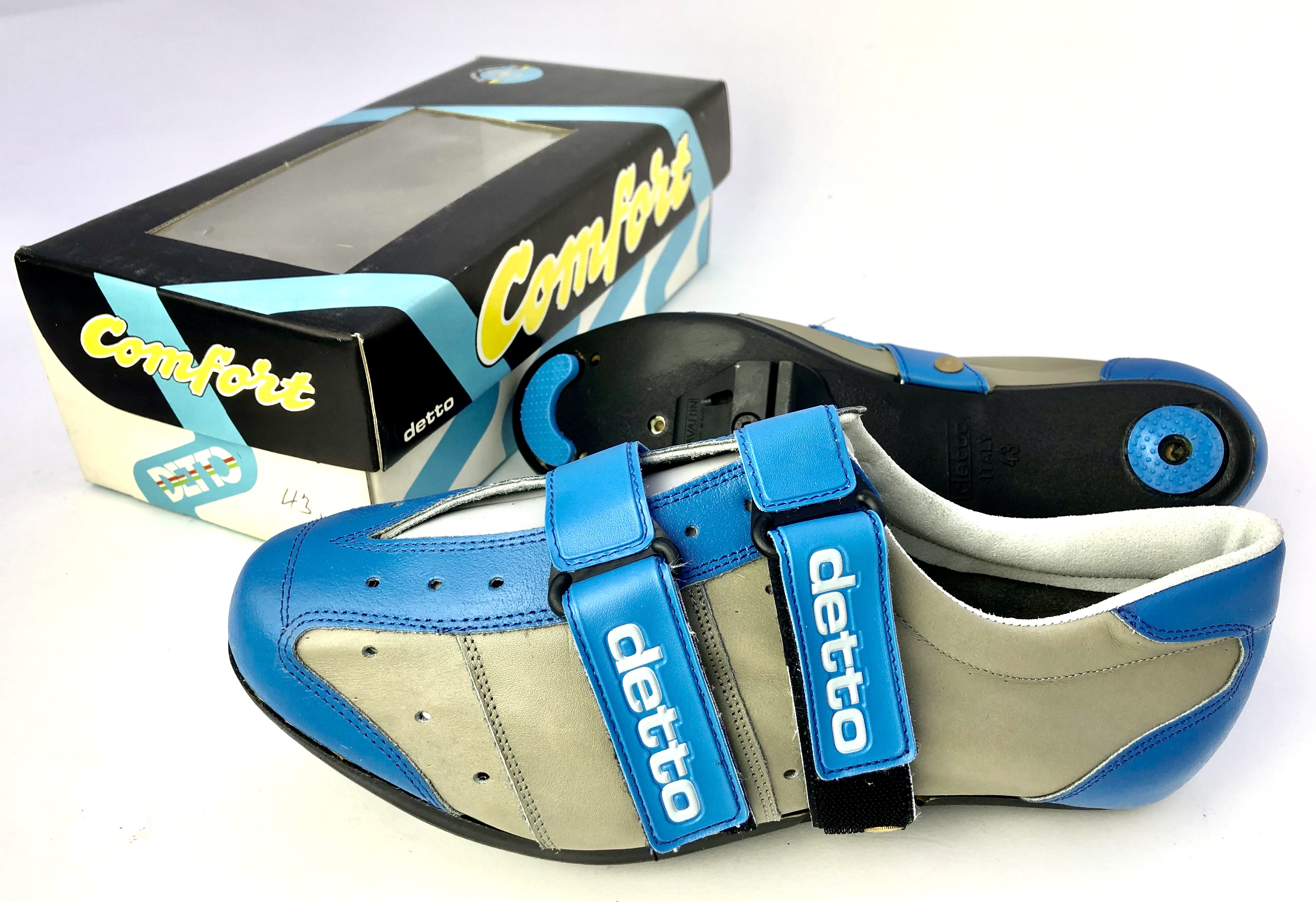 NOS Vintage Detto Pietro Mod. 230 Comfort Blue Cycling Shoes Size 42
