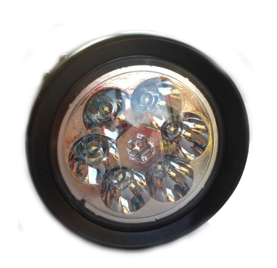 6 LED Battery Frontlamp, 80 mm black