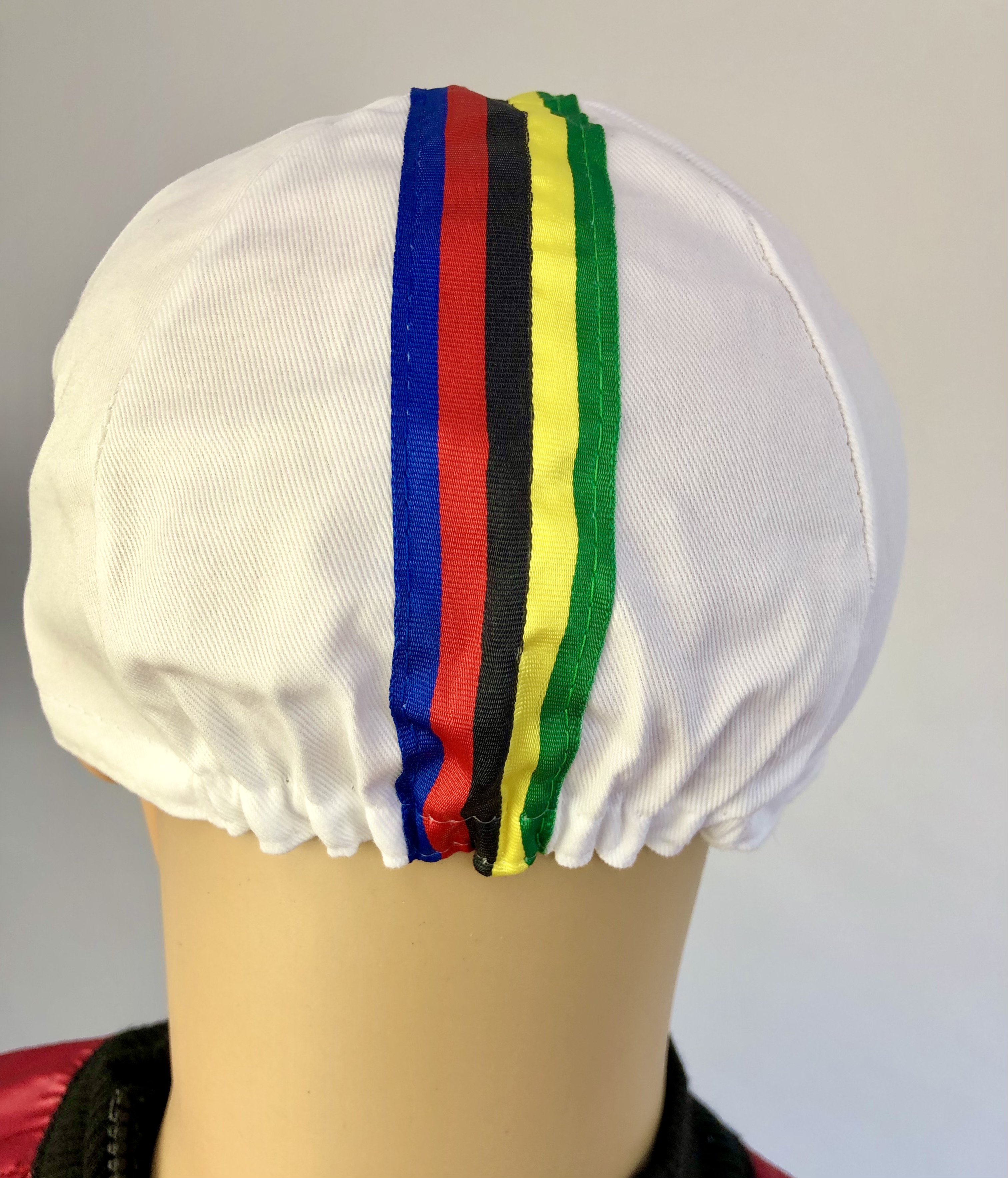Cycling Cap white with colored stripes