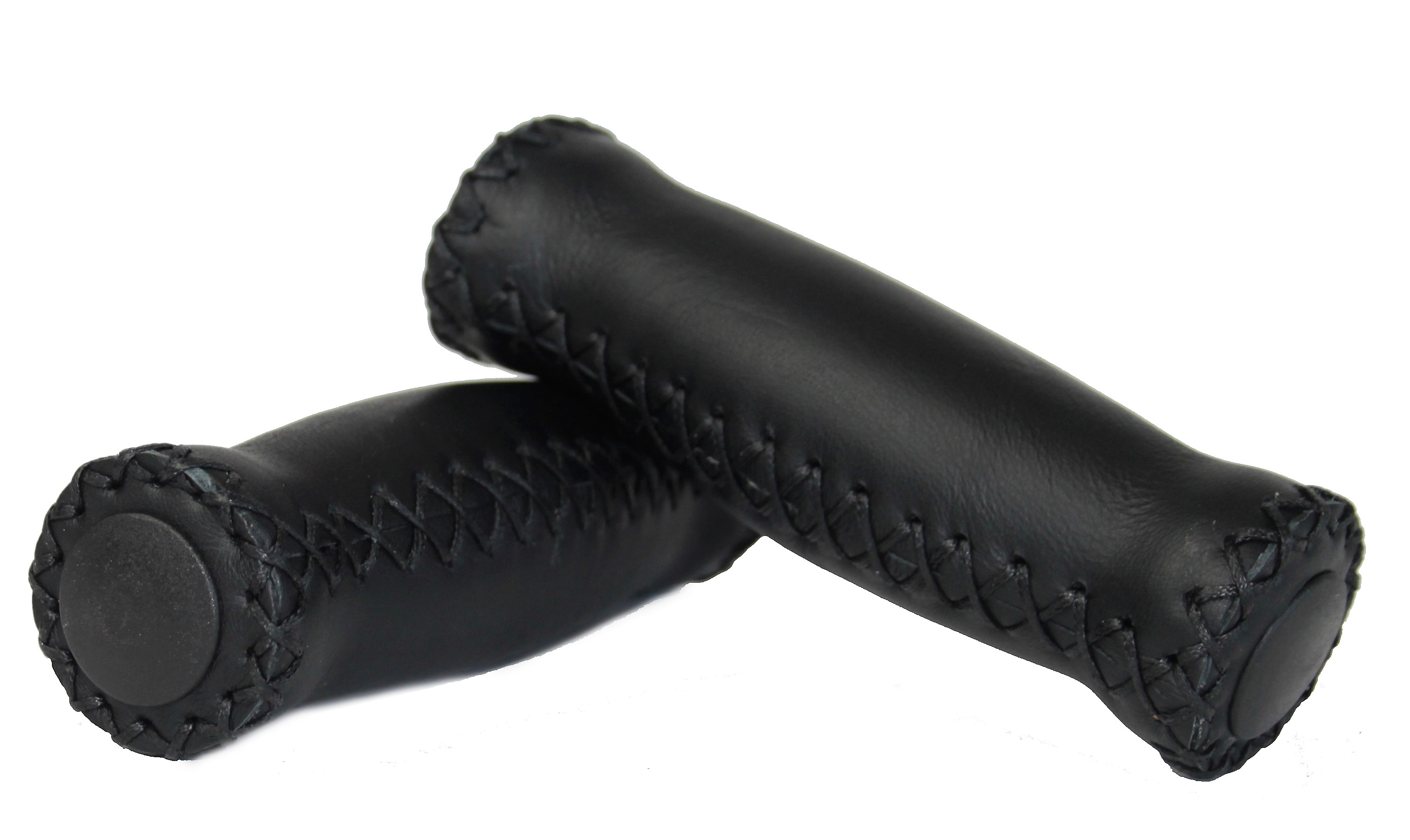 Leather Grips with Crossed Seams, ergonomical, black