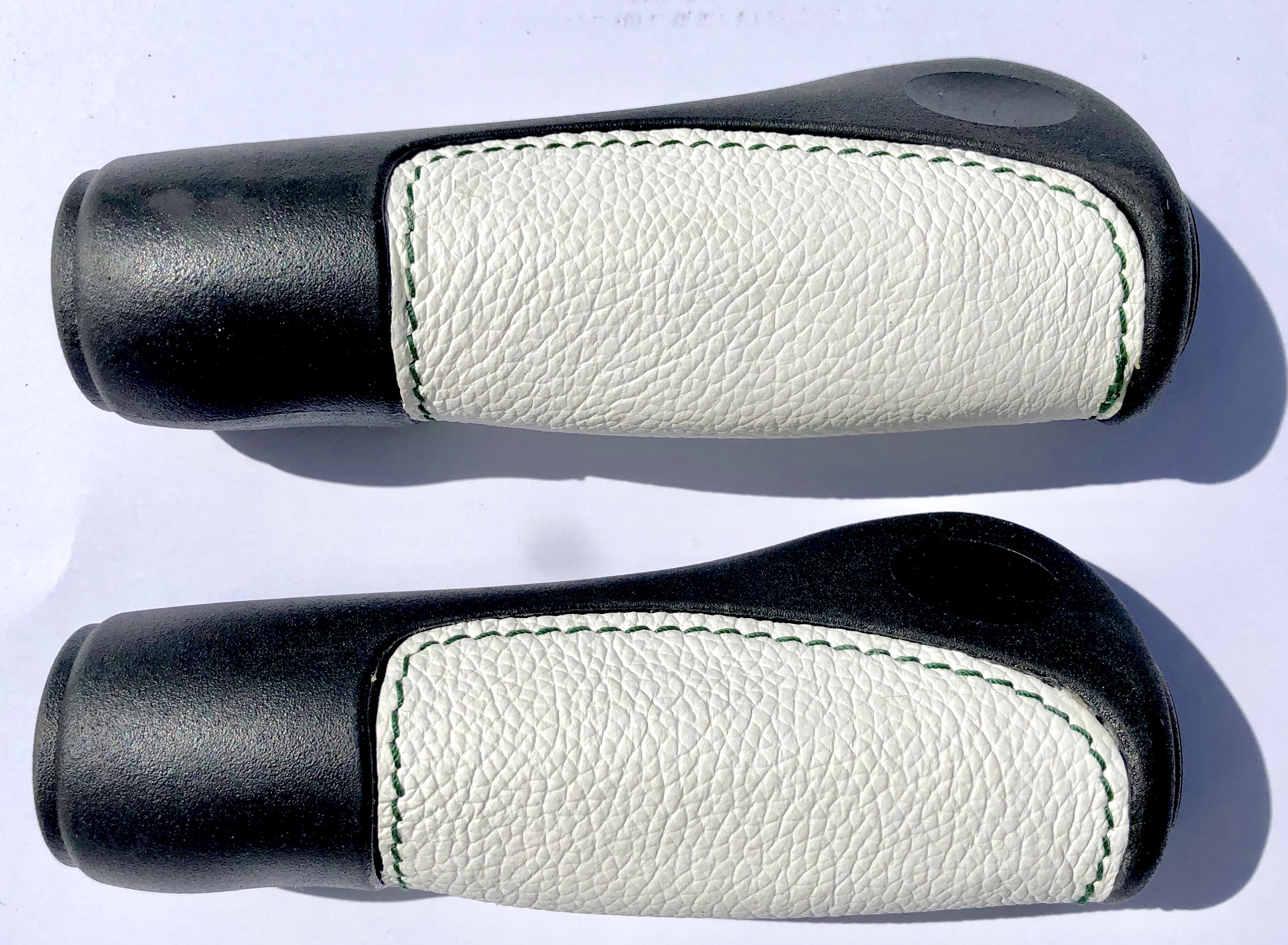 Handlebar Grips, leather inlay black white, long long RG