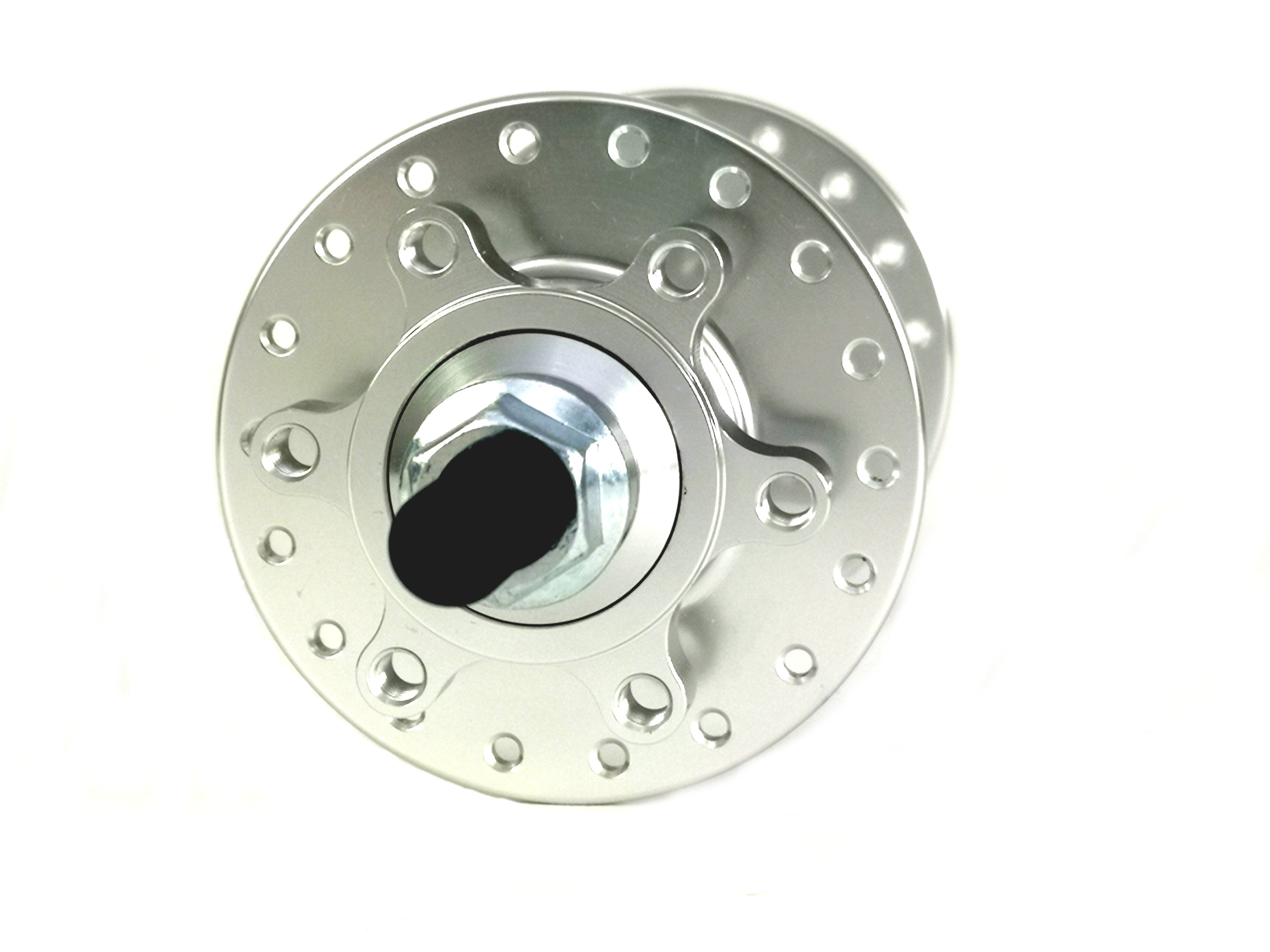 Extra wide Front Hub for 100mm rims for Disc Brakes silver