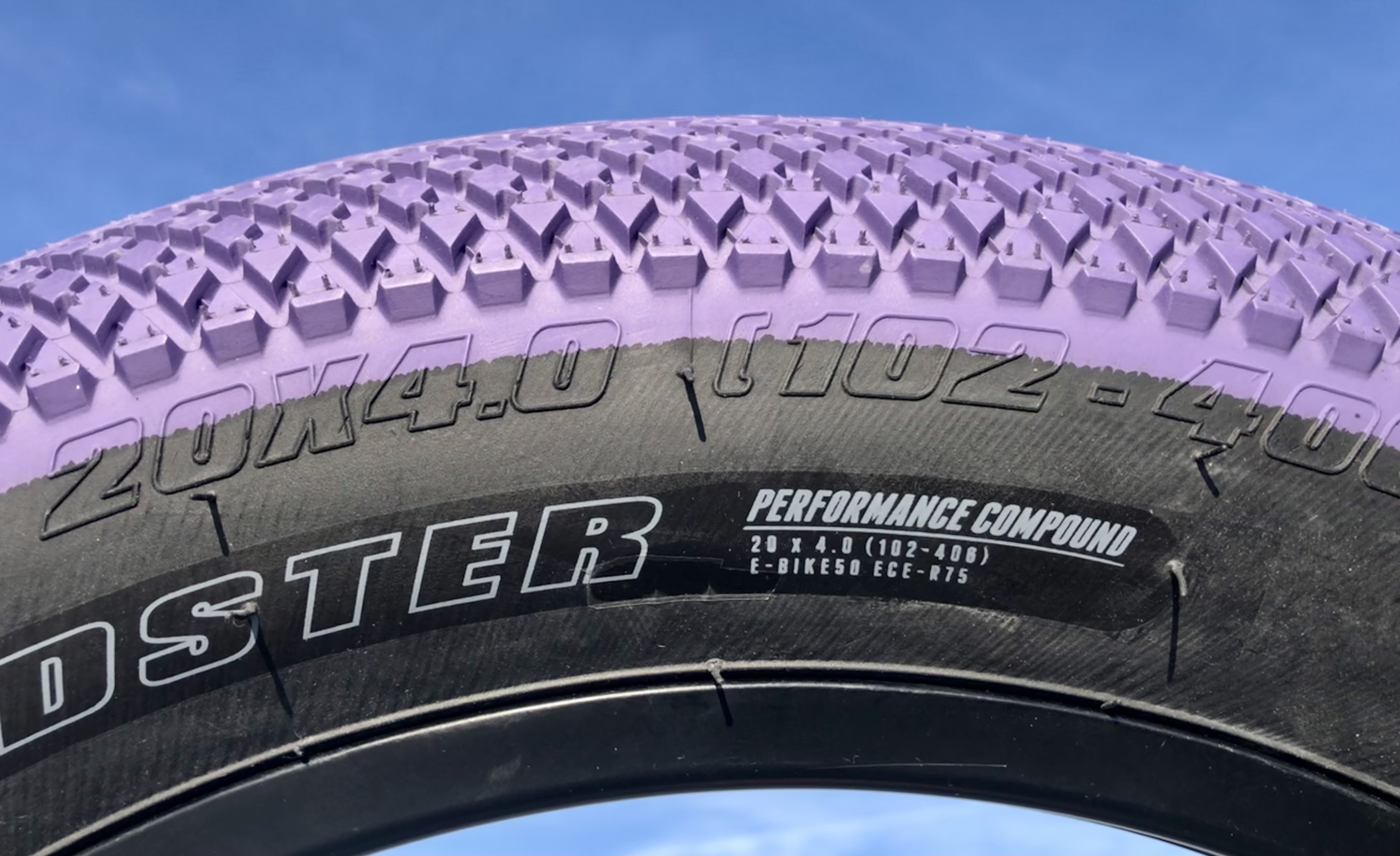 Limited Edition E-Speedster purple with black sidewall,  Tire 20 x 4  inch