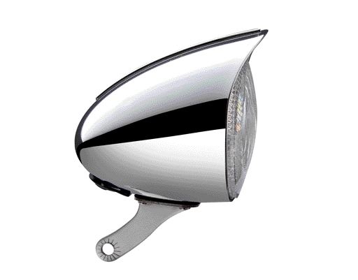 Classic Cycle LED Battery Frontlamp 70 mm, 90 mm chrome