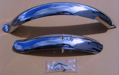 Short Fender Set 26 inch. with Ducktails, stainless steel