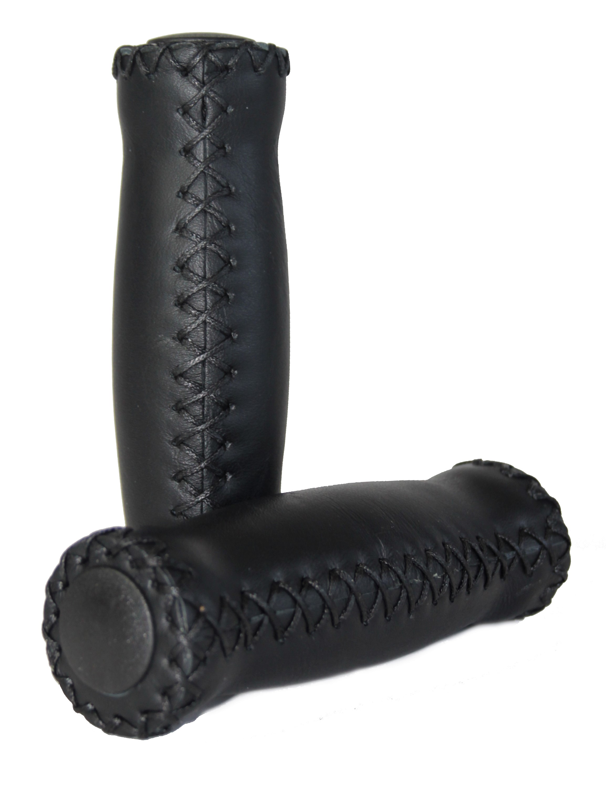 Leather Grips with Crossed Seams, ergonomical, black