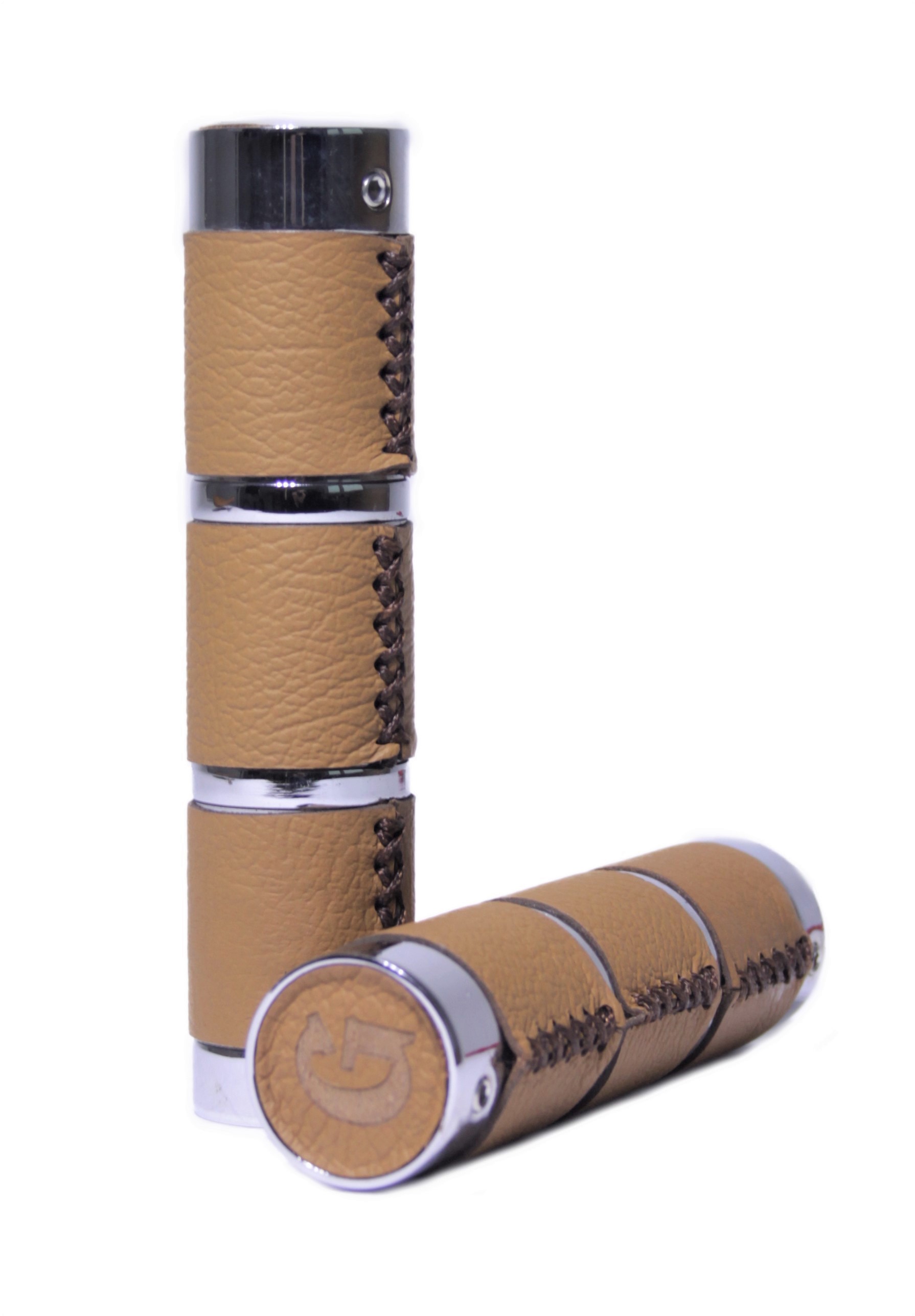 Genuine leather grips on chrome-plated steel, Light Brown