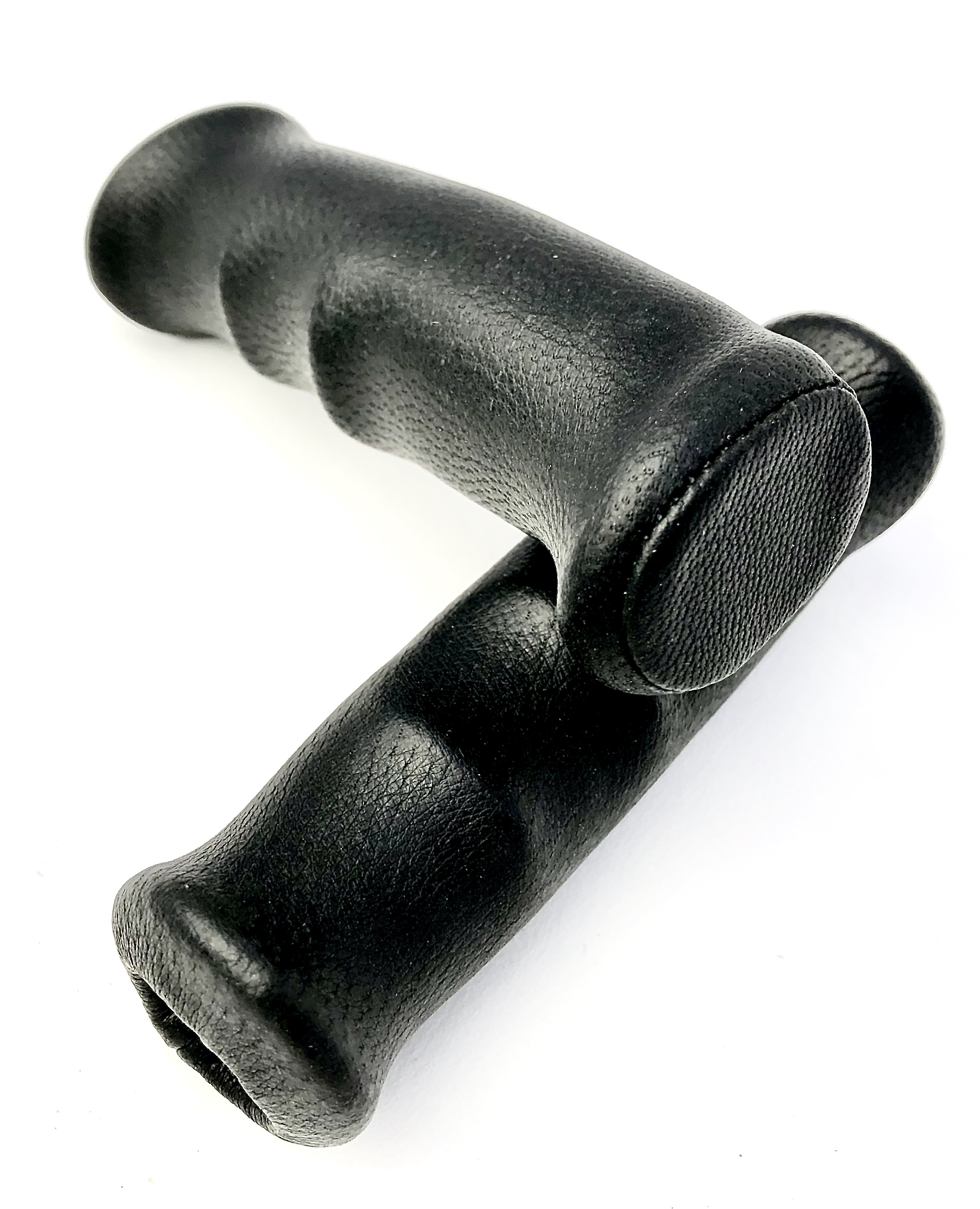 Real Leather Grips with finger troughs, black