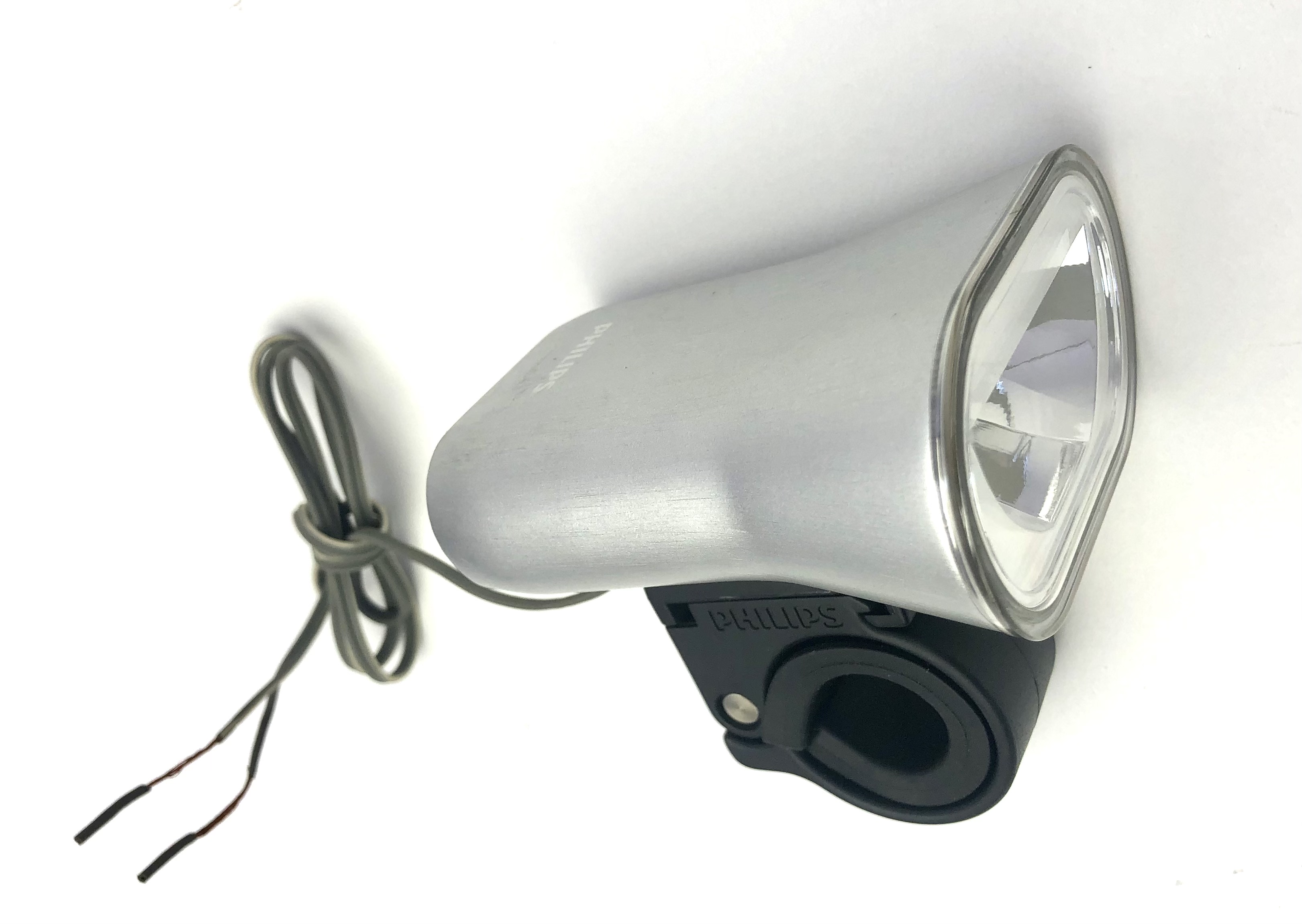 Philips LED E-Bike front lamp, silver, handlebar mount