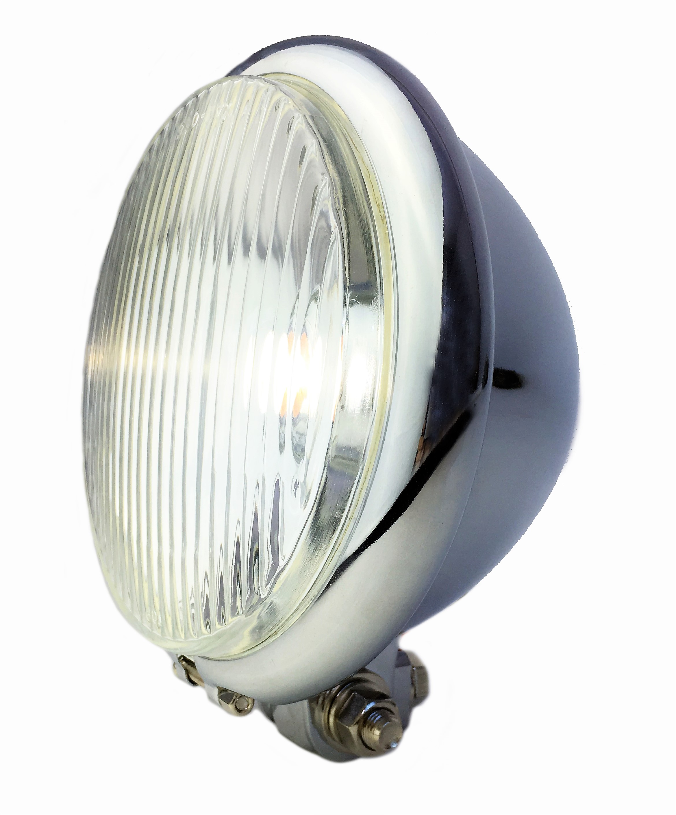 Old Bates style front light LED, 15cm, chrome plated