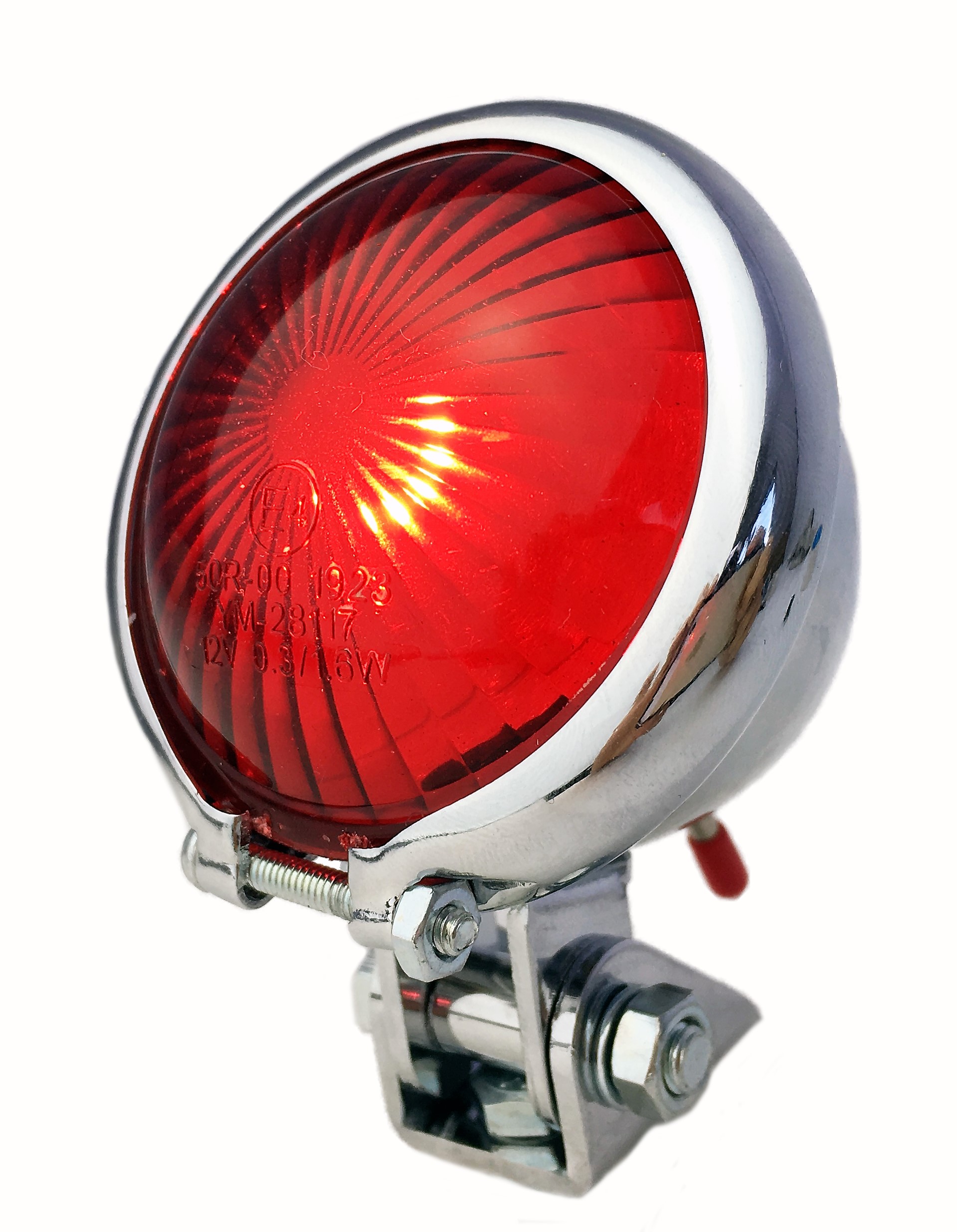 Bates style taillight LED red, chrome plated