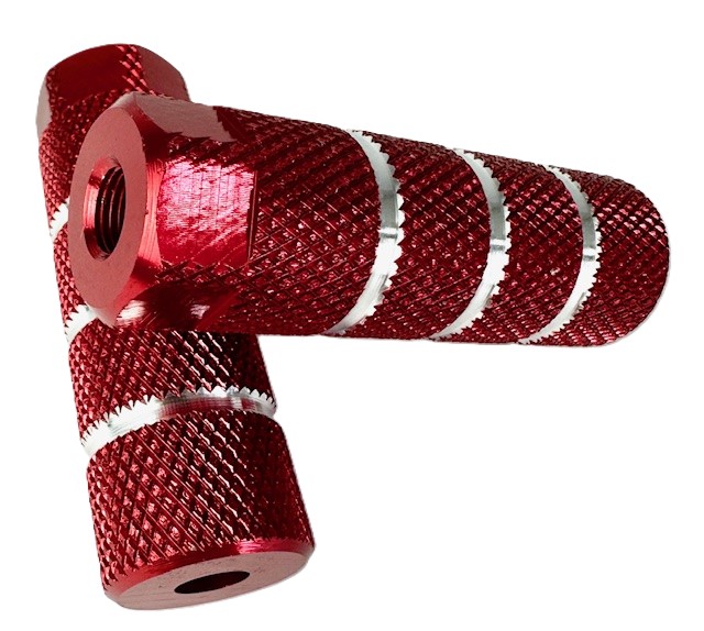 BMX Aluminum Axle Pegs / Footrests M10 – Red, for Front Axle