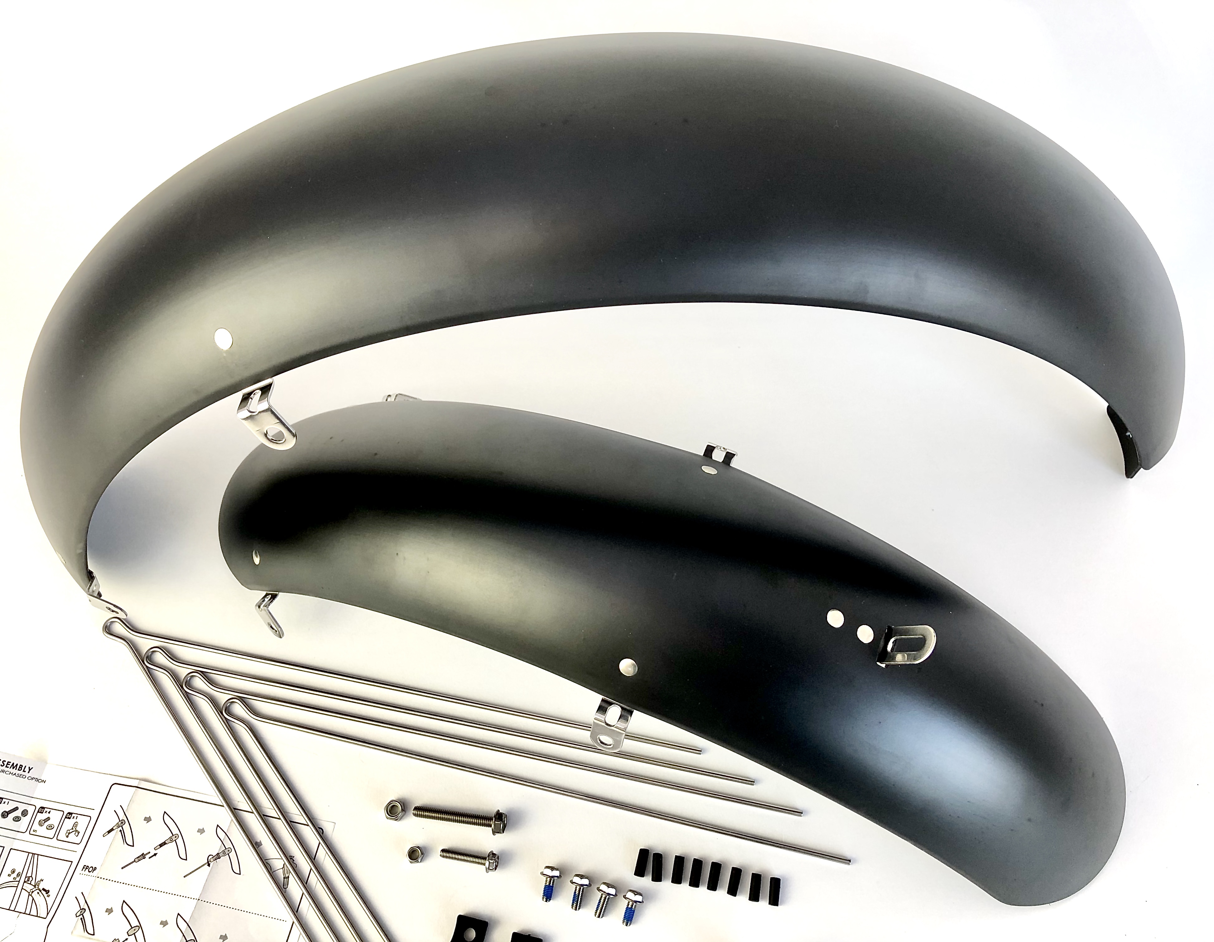 204 Fat Bike Plastic Fender Set 20 x 4.0 - 4.8 124 mm Black matte with Stays extra wide