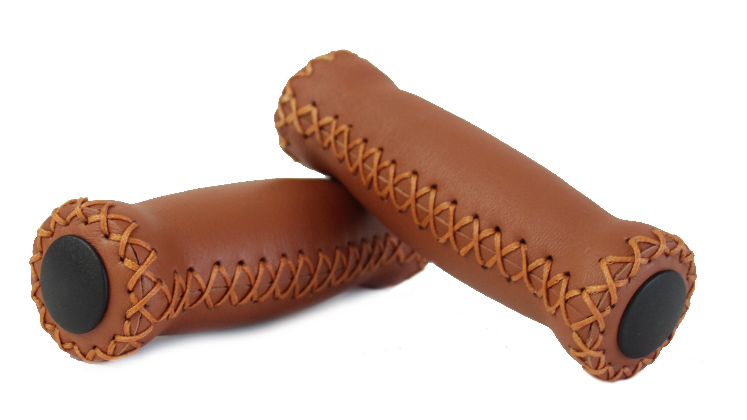 Leather Grips with Crossed Seams, light brown
