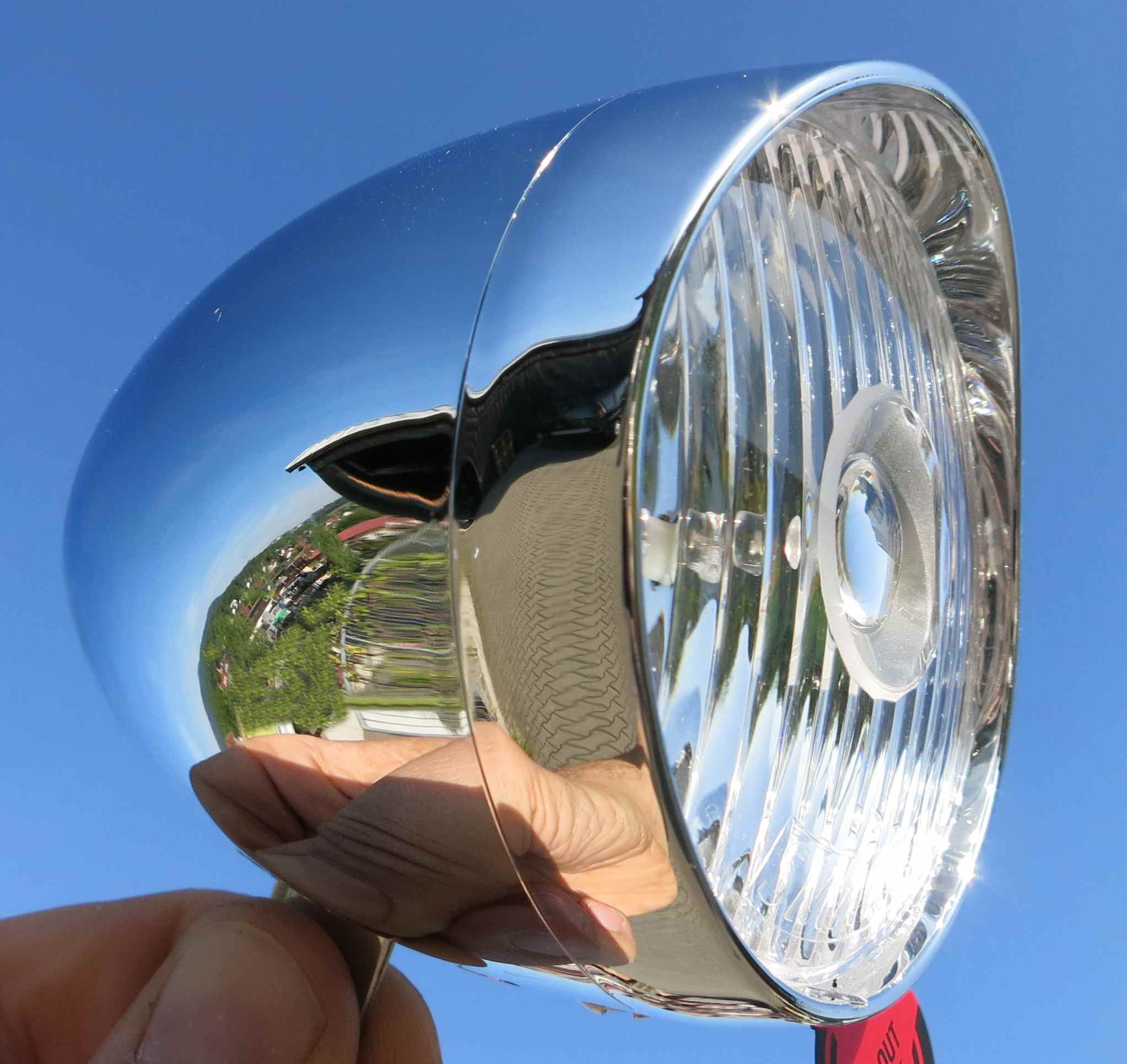 Headlight Retro LED  75mm chrome
