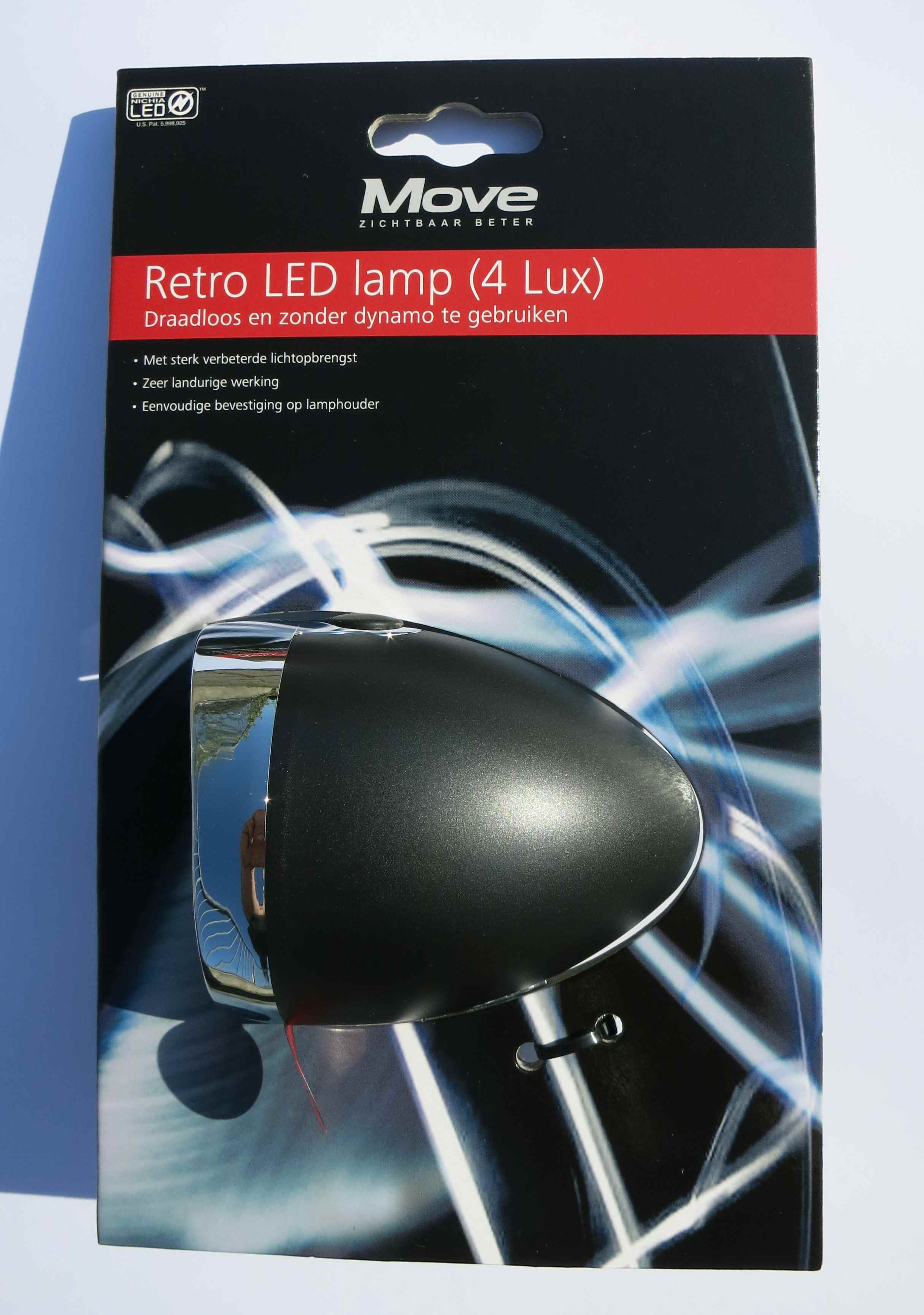 Headlight Retro LED  75mm black / chrome